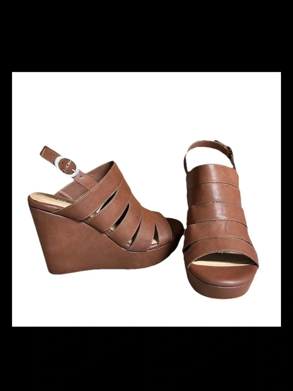 Torrid Shoes Platform Wedge Heels Sandals Size 9.5 Brown NEW